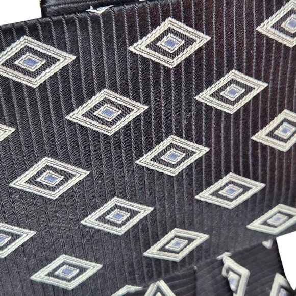Zianetti Italian Silk Collection Tie Blue Silver Geometric 100% Silk - Picture 5 of 7